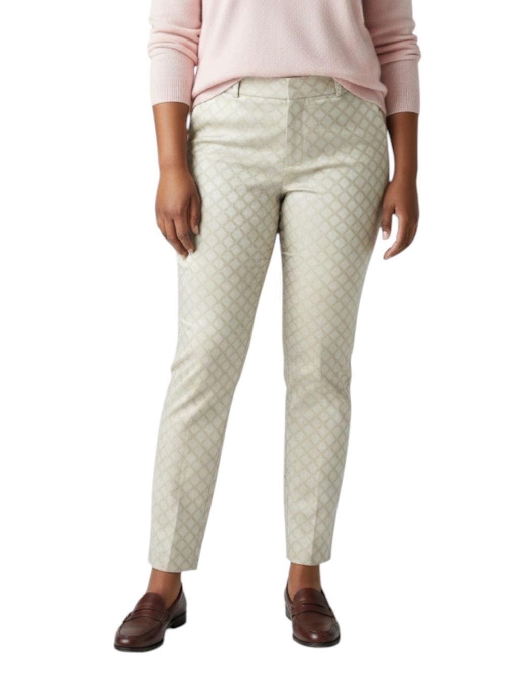 BANANA REPUBLIC Camden Jacquard Diamond Mid Rise Pants in Beige/Cream Size 10